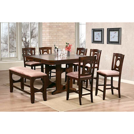 8-Piece Counter Height Table and Chair Set W/ Dining Bench